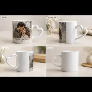 heart handle white mug anniversary gift for wife