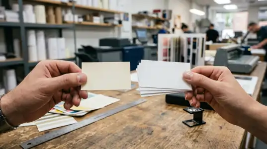 Lowest Visiting Card Print Cost with High Quality at Vintoprintz Comparison of low-quality and premium visiting cards showing paper thickness and print quality